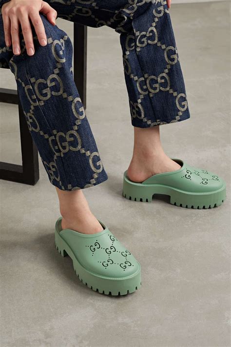 gucci mules plastic|Gucci rubber platform mules.